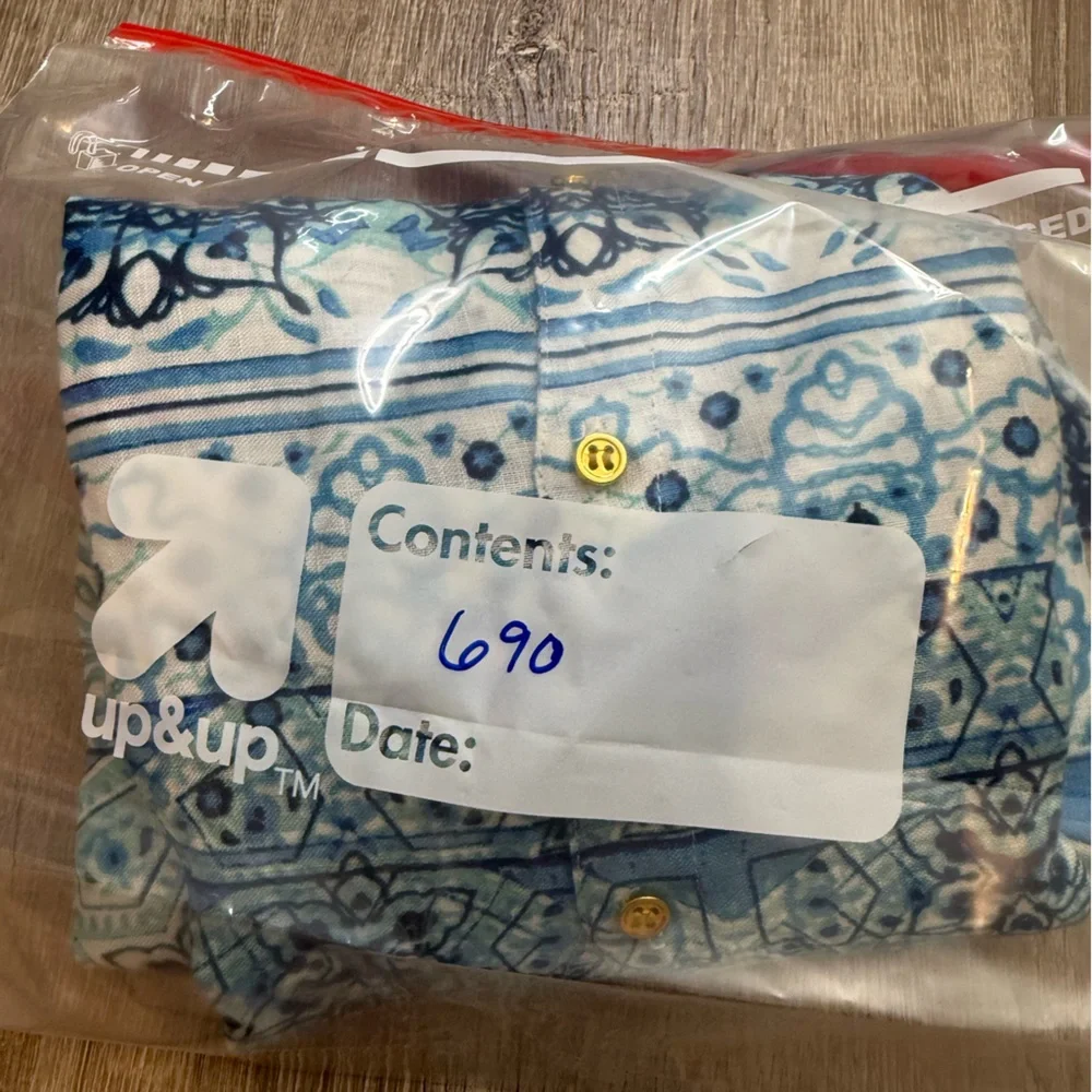 NWT Charter Club Linen Button‎ Down Shirt Long Sleeve Blue Mint Petite Large - Picture 8 of 8